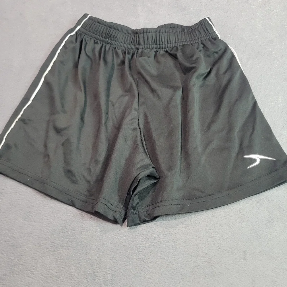 Score Soccer Shorts Kids Youth Small Black White Stripe Athletic Active 11392